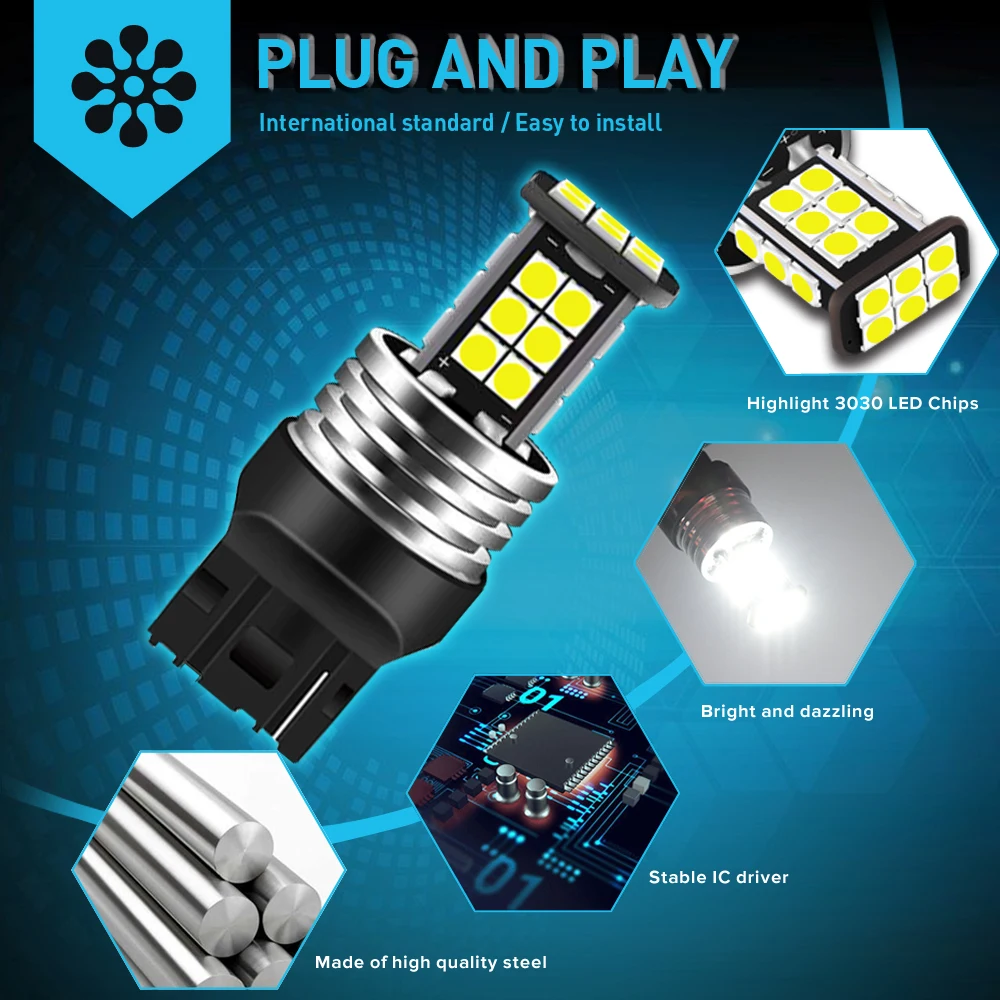 2 шт. Автомобильные светодиодные лампы Canbus T20 W21W W21/5W 7440|Сигнальная лампа| |