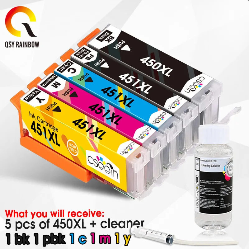Чернильный картридж для принтера PIXMA MG6340 MG7140 MX924 IX6840 IP7240 совместим с Canon 450 451 5 шт. |