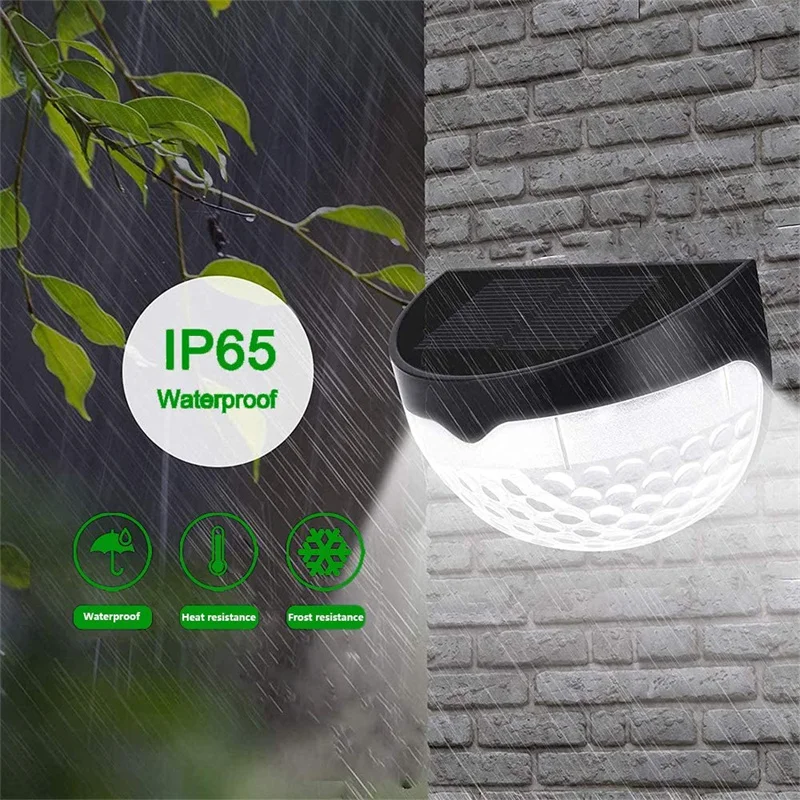 

4Pcs LED Solar Lights Outdoor Lighting Garden Fence Wall Lamp Outdoor Waterproof Stairs Deck Lamp Step Light Landscape Light