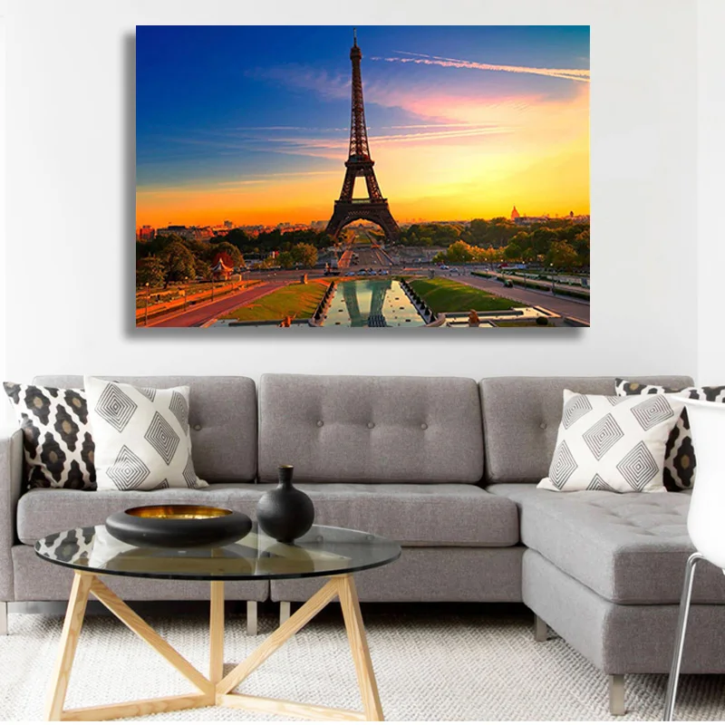 

Paris City Eiffel Tower Landscape Canvas Painting Nordic Posters and Prints Scandinavian Modern Wall Picture for Living Room
