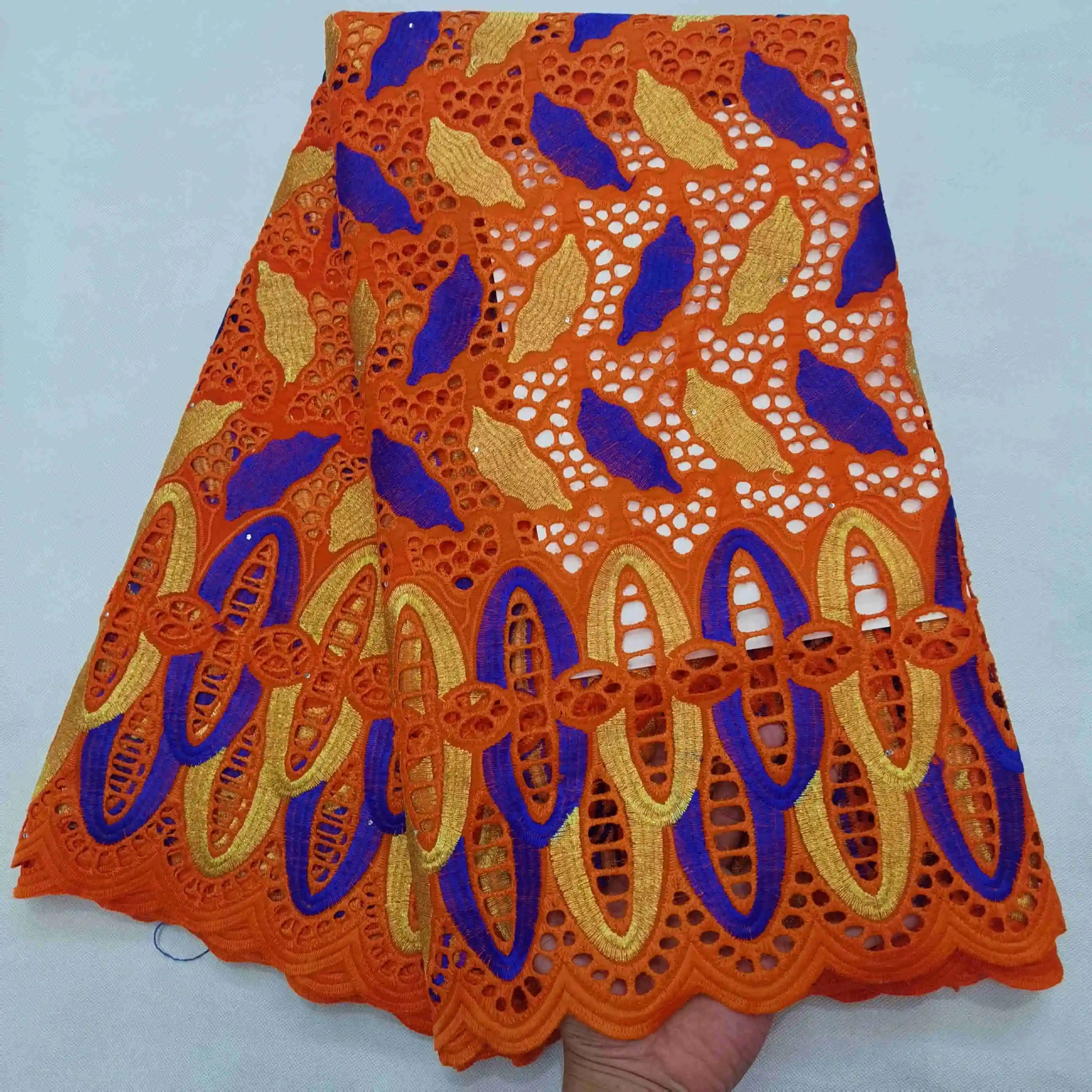 Белая кружевная ткань швейцарская вуаль хлопчатобумажная африканская высокого