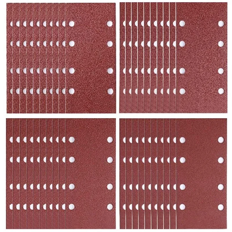 

40 Pieces Sanding Sheets Set Sanding Paper Pads Perforated 8 Assorted Grain Size 40/60/80/120 for Eccentric Sanders