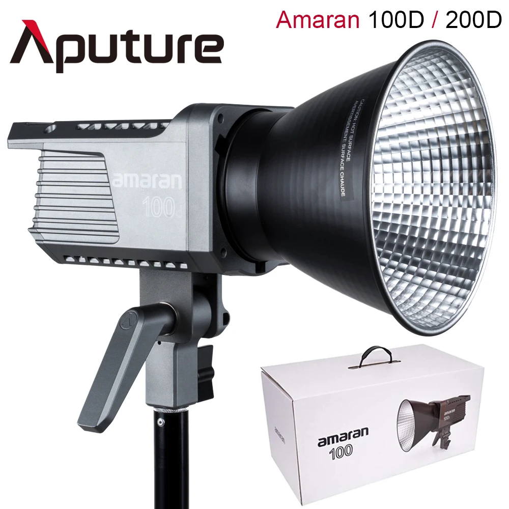 

Aputure Amaran 100D 200D LED Video 130W CRI95+ TLCI96+ 39,500 lux@1m Bluetooth App Control 8 Lighting Effects DC/AC Power Supply