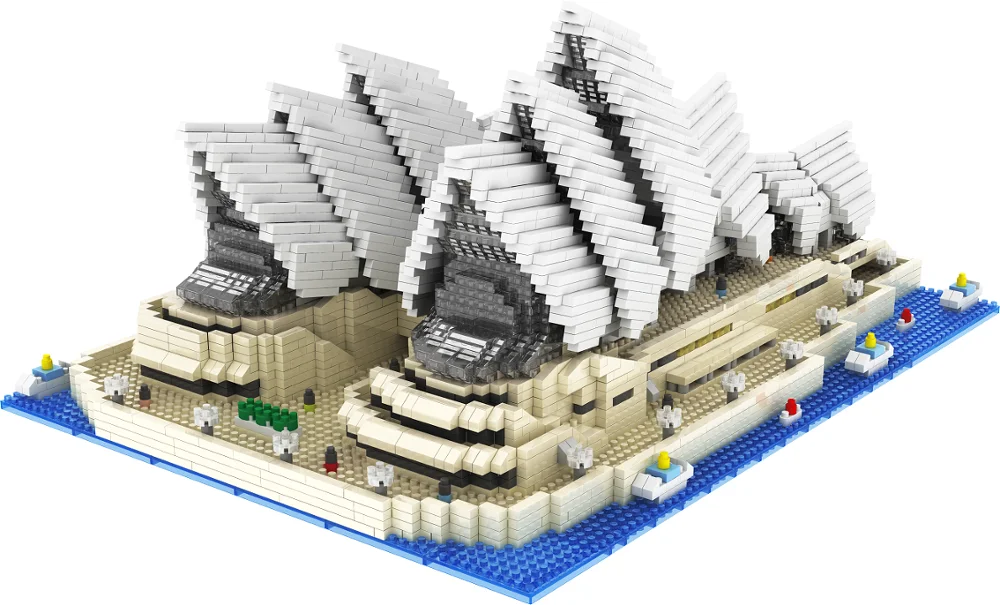 

PZX-9916 World Architecture Sydney Opera House 3D Model DIY 4131pcs Mini Diamond Blocks Bricks Building Toy for Children no Box