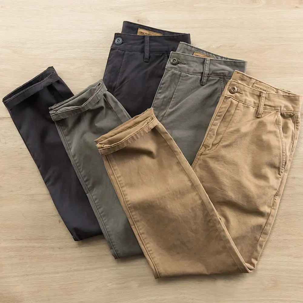 

Autumn Military Retro Wash Men Casual Solid Straight Cargo Pant Male Gray Blue Khaki Soft Streetwear Cotton Homme Brand Trousers