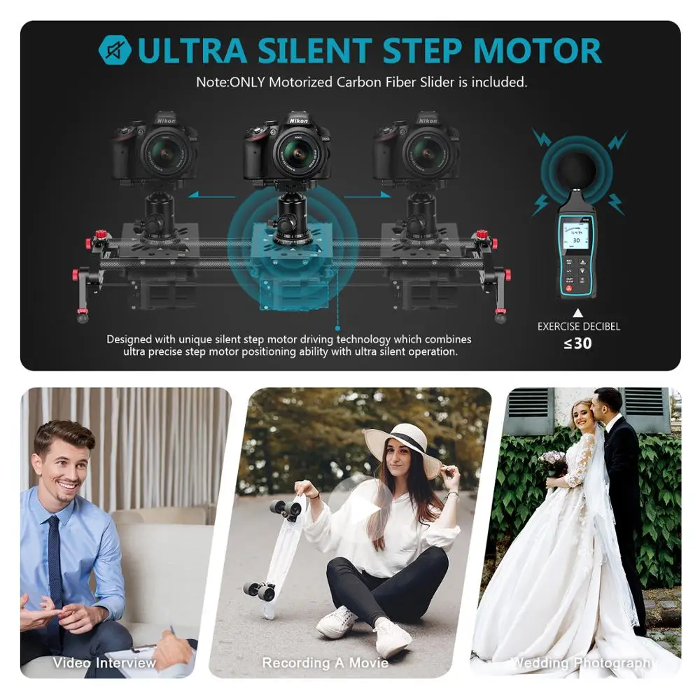 Neewer Motorized Camera Slider 39.3-inch APP Control Carbon Fiber Track Dolly Rail with Mute Motor/Time Lapse Video Shot etc |