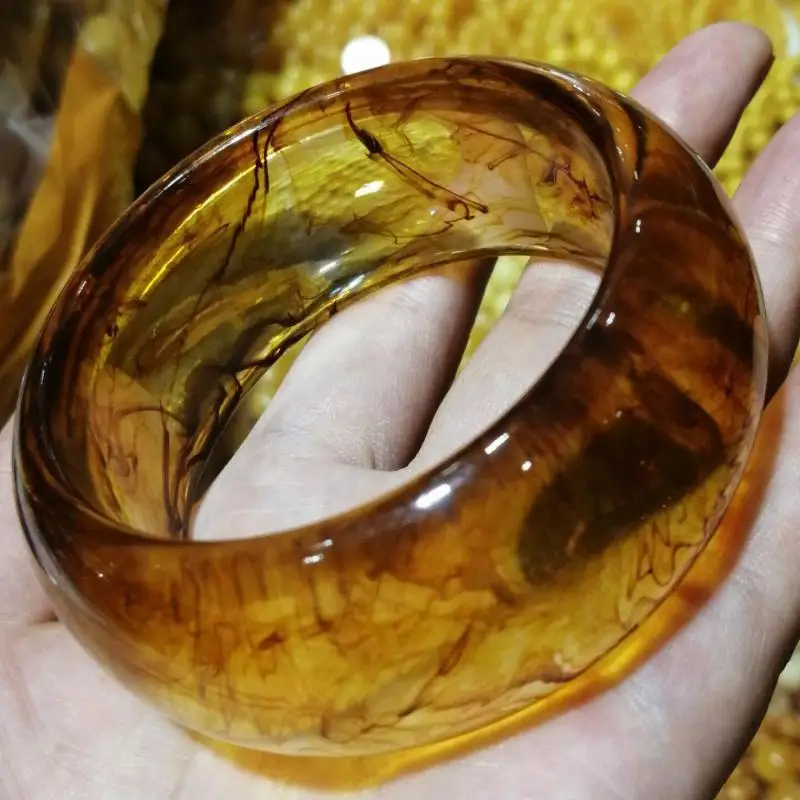

Natural Baltic Golden Ambers Bangles Women Fine Jewelry Old Beeswax Bangle Send Mom And Girlfriend Gifts Accessories Jewellery