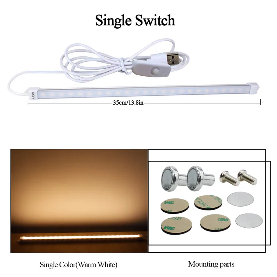 35cm Warm White 5 в Usb Перезаряжаемый Светодиодный настольный светильник 3 Вт/5 Вт USB СВЕТОДИОДНЫЙ светильник для чтения для учебы с регулируемой яркостью светодиодный светильник для кухни под освещением шкафа - Цвет корпуса: 35cm Warm White