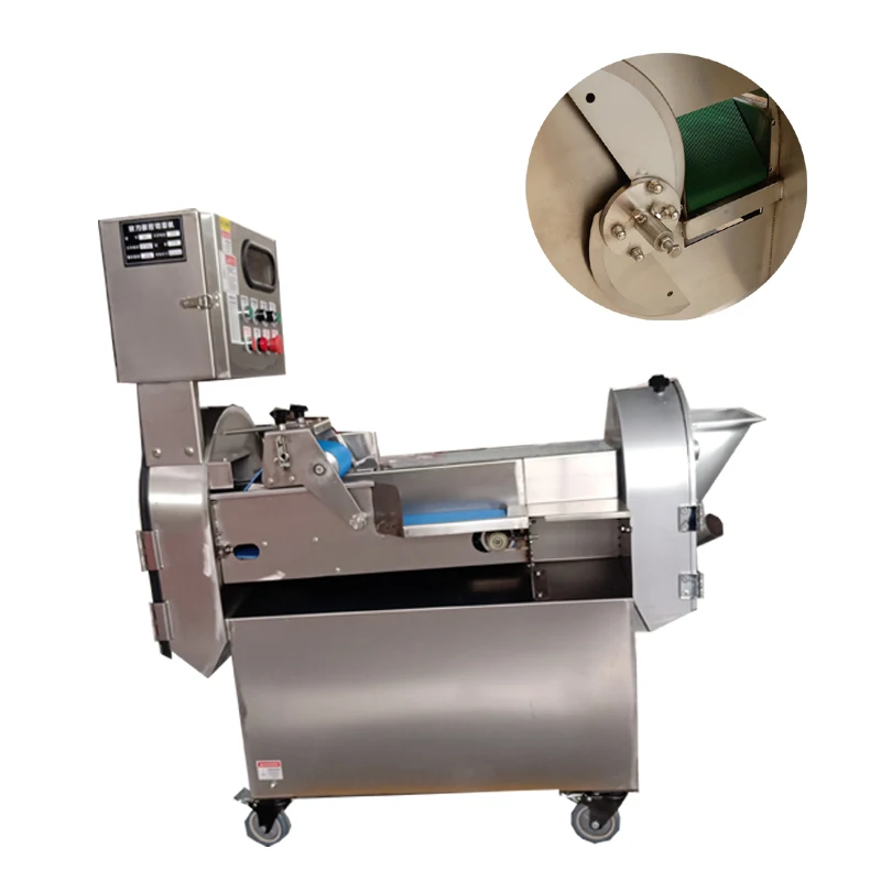 220V Electric Automatic Celery Kale Green Bean Coconut Slice Chips Shredder Dice Chopper Slicer Cutter Vegetable Cutting Machine