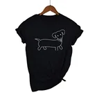 Простая женская футболка с принтом таксы и собаки, хлопковая Повседневная забавная футболка для девочек, топ, хипстерская футболка, Прямая поставка