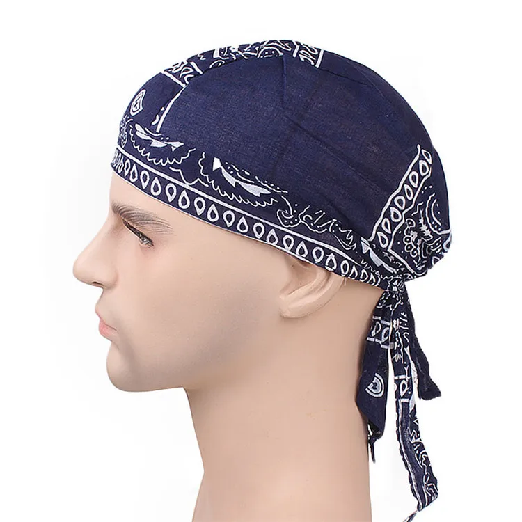 Wholesale Unisex Custom 100% Cotton Women Head Wrap Scarfs Sweat Hair Band Stretch Head Tie Muslim Pirate Hat Bandana Durag