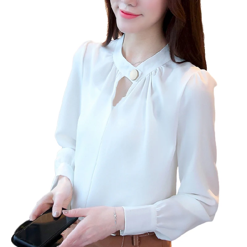 JUAYKALA модная женская блузка 2019 с длинным рукавом Синяя шифоновая рубашка Ol Блузка