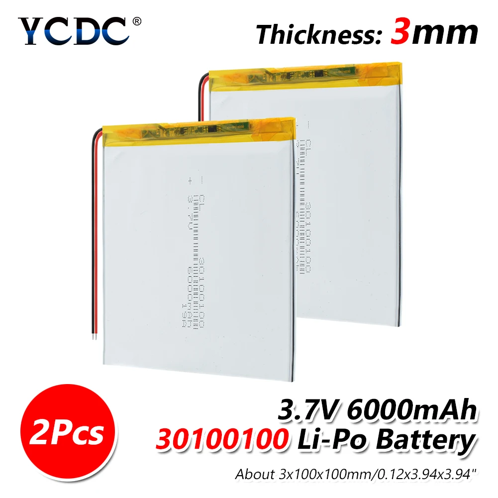 2PCS 1/2/4 шт. Перезаряжаемые 3,7 V 30100100 6000mAh литий-полимерный Батарея Замена для электронной книги планшет ноутбук электронная книга - Цвет: 2PCS