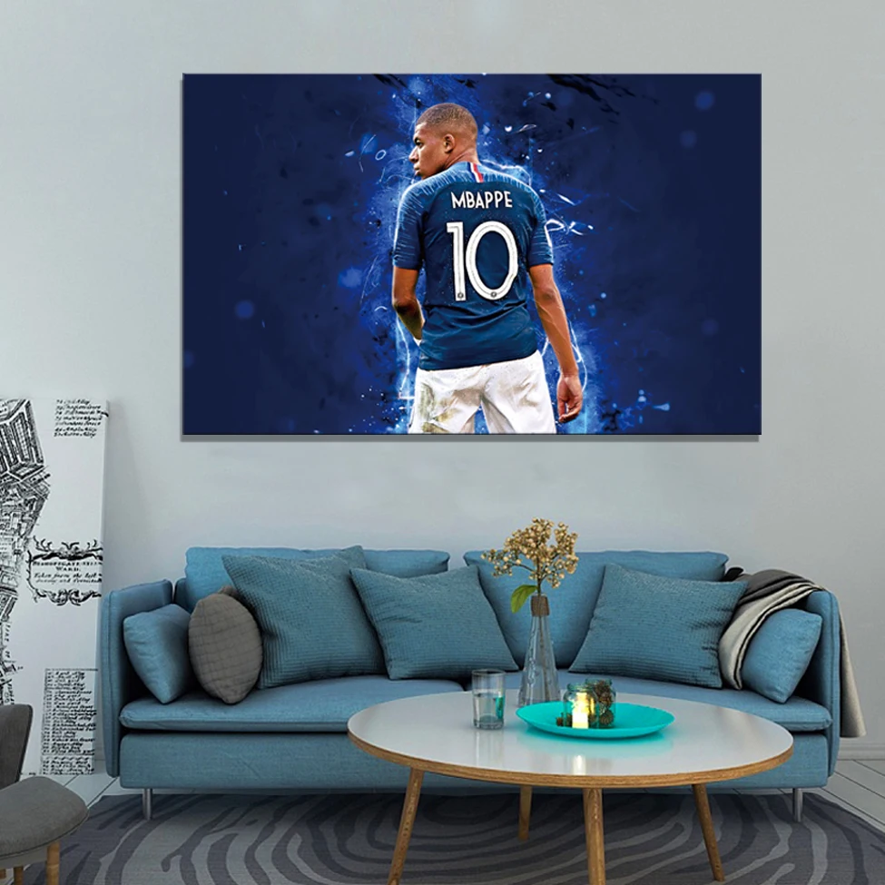 Французский футбол вперед Kylian Mbappé спортивный плакат (без рамки) Печать на холсте