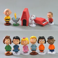 bandai animation 12pcs toy figures dog charlie brown and friends pvc collection dolls model toys