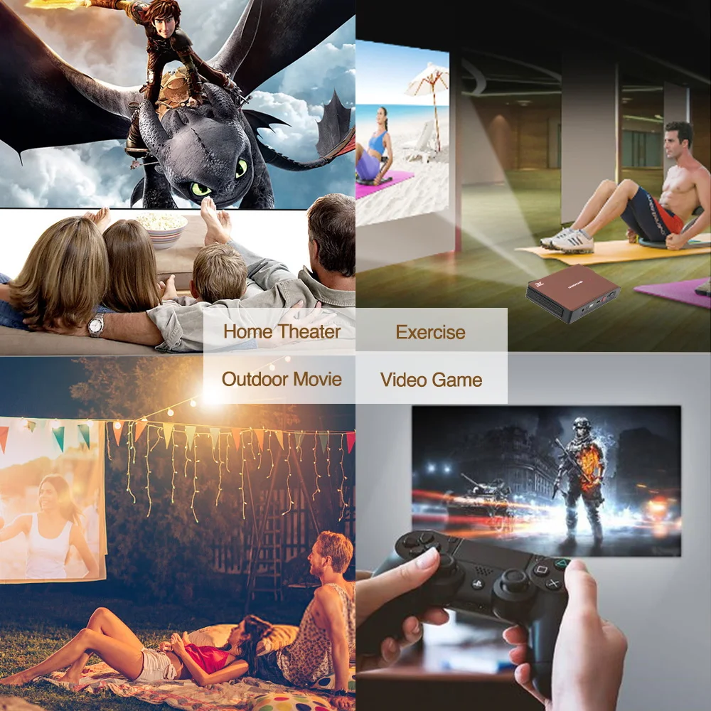 Домашний светодиодный видеопроектор 3600 люмен беспроводной Airplay портативный