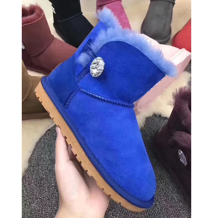 Royal Blue Модные зимние ботинки из натуральной овечьей кожи; классические женские ботинки в австралийском стиле; ботильоны с натуральным мехом; теплые шерстяные зимние ботинки; обувь - Цвет: Royal Blue