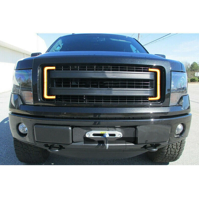 

2Pcs Car Grill Switchback LED White DRL Amber Turn Signal Lights for Ford F150 2009-2014