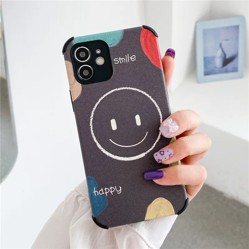 

Shockproof Camera Protection Smile Black Phone Case For Xiaomi Mi 11 10 Lite Pro Soft Cover For Redmi Note 8 10X K30 Pro Coque