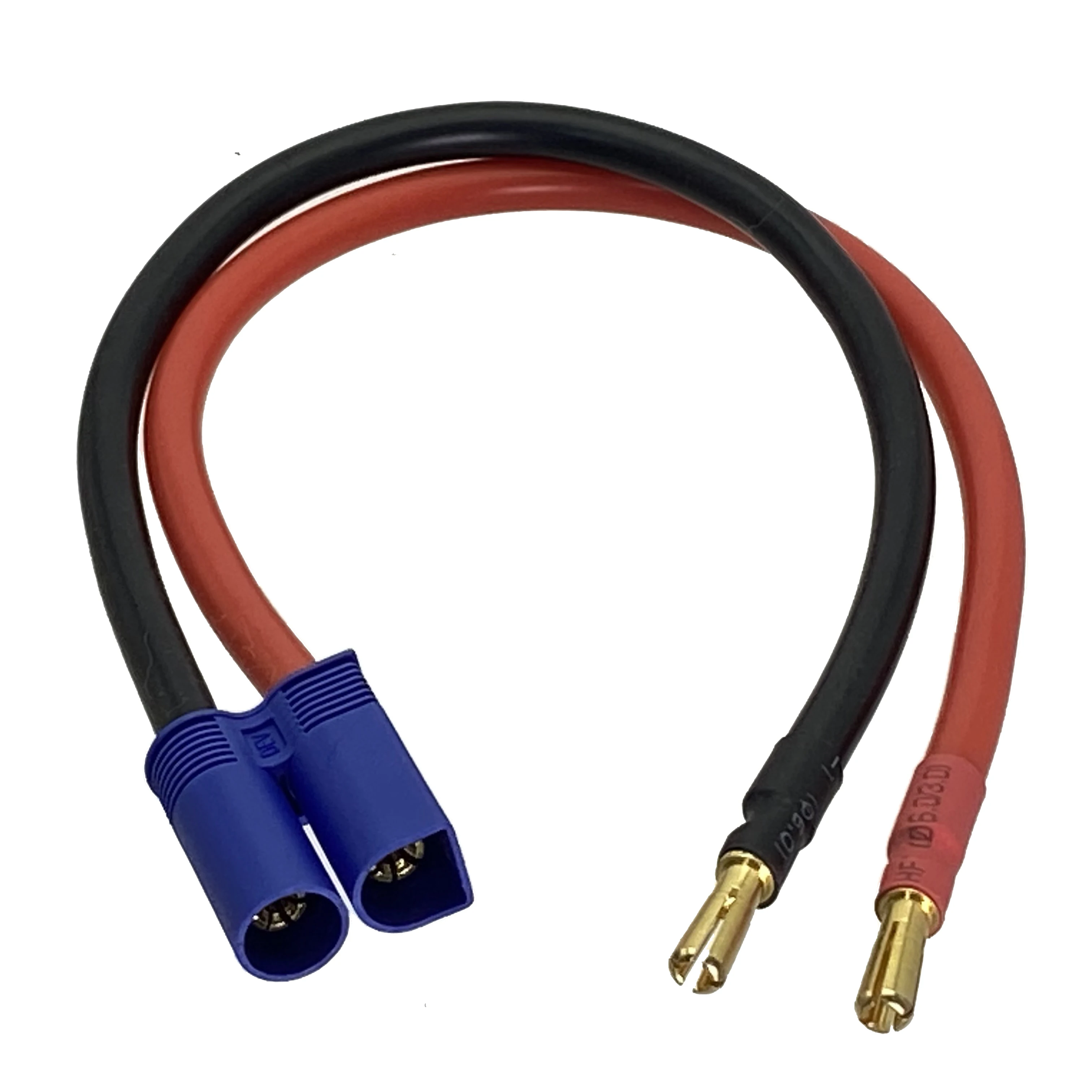 Зарядный кабель EC5 штекер 4 мм банановый 10AWG провод 25 см крест для модели Lipo