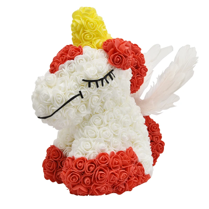 Red Unicorn 1 Горячая Распродажа кролик, собака, панда, единорог, плюшевый медведь, роза, мыльный цветок, искусственная игрушка, рождественские подарки для женщин, подарок на день Святого Валентина - Цвет: Red Unicorn 1