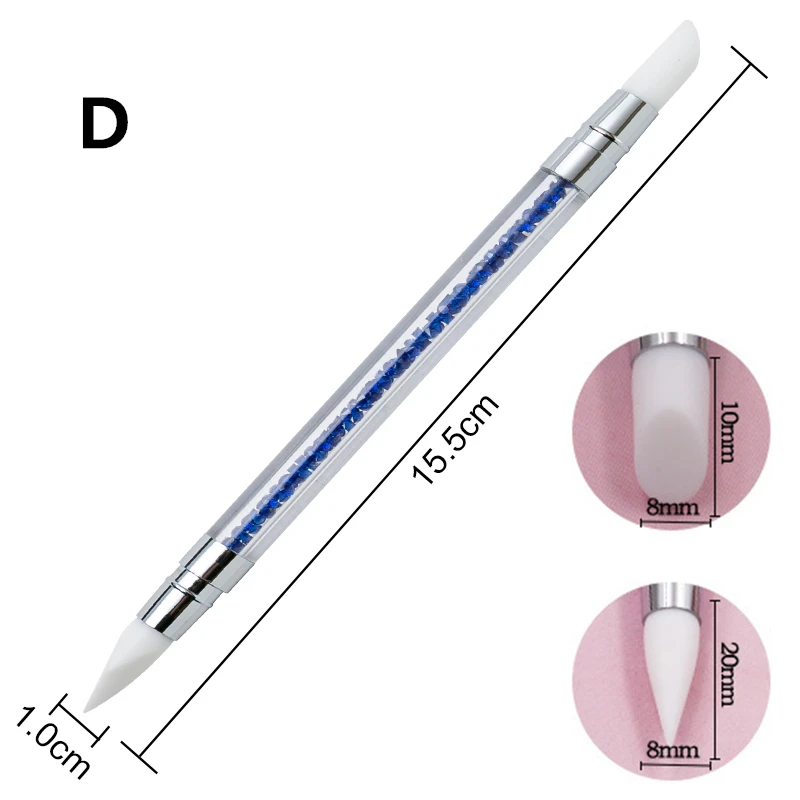 Двусторонняя кисть со стразами и кристаллами для дизайна ногтей ручка