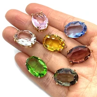charms for jewelry making oval pendant multiple colors 5pcs metal crystal jewelry girl necklace and earrings diy accessories