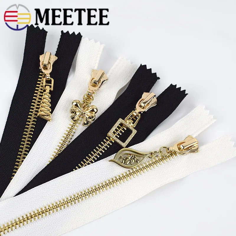 Meetee 10/20 шт. 20 см 5 # металлическая закрывающаяся молния с золотыми зубьями