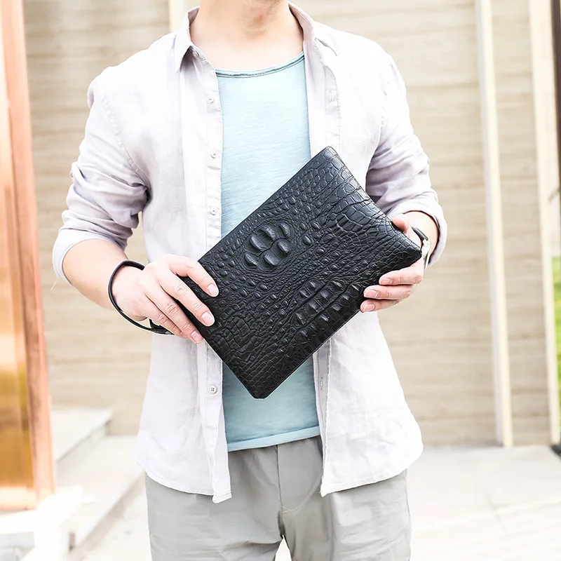 Мужской клатч из натуральной кожи деловой кошелек с ремешком на руку |