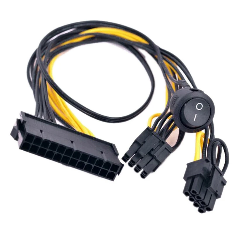ATX Power 24Pin к двойному 6 + 2 Pin 8 с кабелем включения и выключения PCIe 6Pin 8Pin папа 24