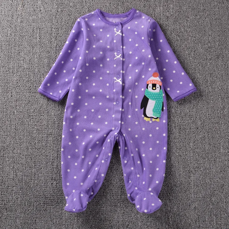 Purple penguin Детская одежда на весну и зиму; Комбинезон для маленьких мальчиков; зимняя одежда для маленьких девочек; комбинезон с длинными рукавами для маленьких девочек - Цвет: Purple penguin