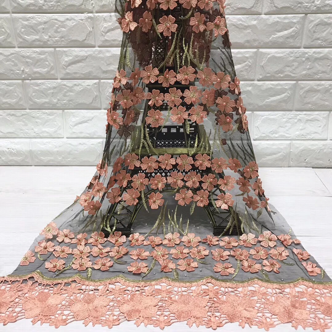 Красивая 3D Цветочная Сетка кружевная ткань 2019 высокое качество Африка Нигерия