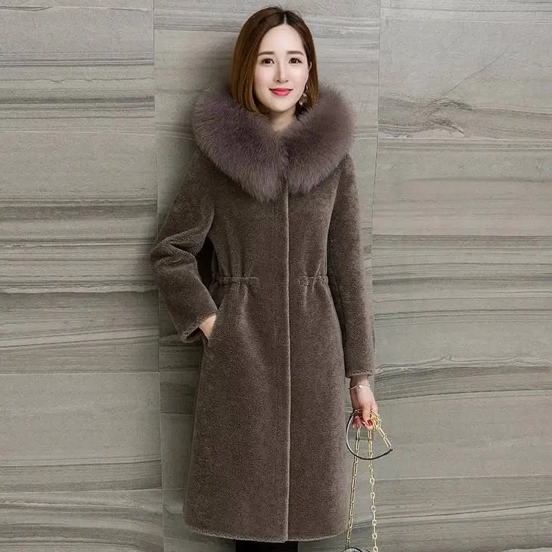 Женская меховая куртка K377 зимняя мягкая дубленка из натуральной шерсти с