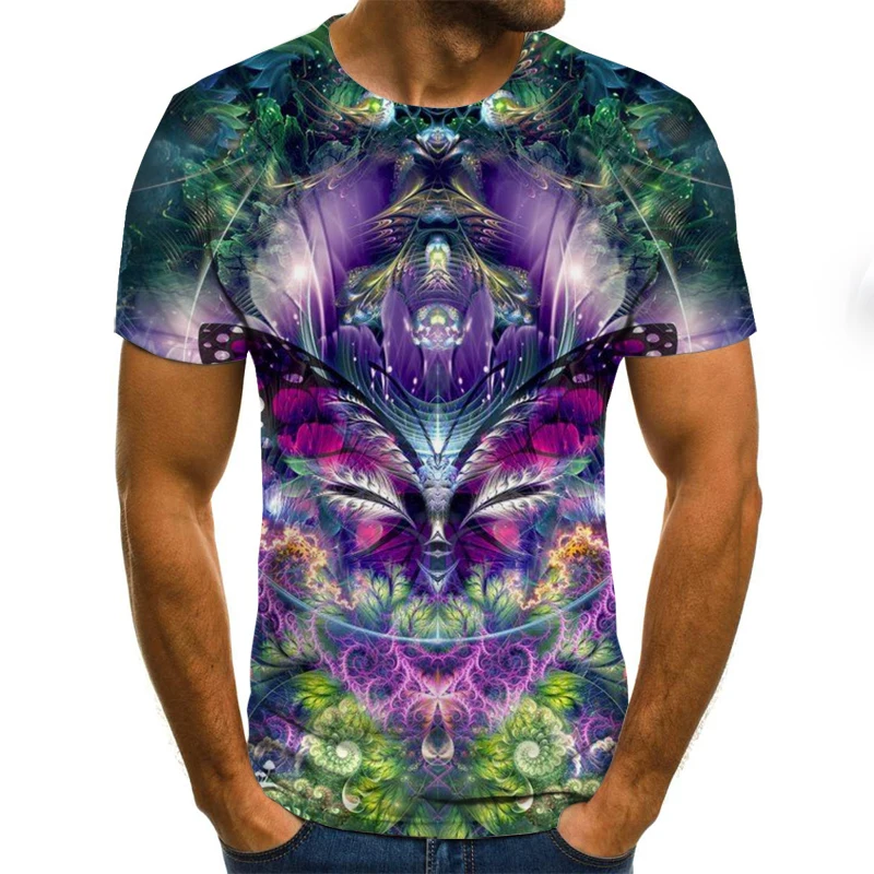 2019 latest summer men T shirts 3D butterfly forest digital print Tshirt women casual Harajuku short sleeved round neck Tees|Мужские