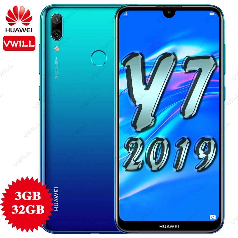 HUAWEI Y7 2019 глобальная версия смартфона с двумя SIM картами 3G 32G 4000 мАч 6 26 дюйма
