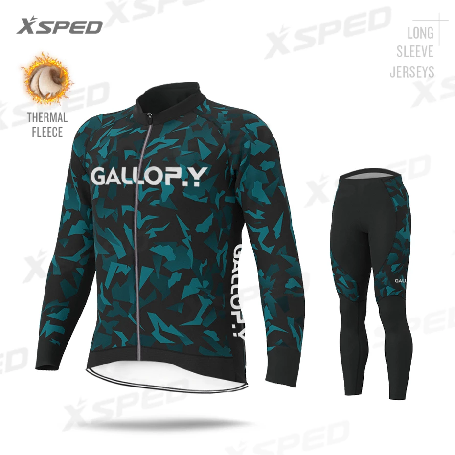 Normal Cycling Set Зимняя одежда для велоспорта, Aleing, длинный рукав, Джерси, камуфляж, термо флис, MTB велосипед, Униформа, Мужская одежда для шоссейного велосипеда, теплая, для улицы - Цвет: Normal Cycling Set