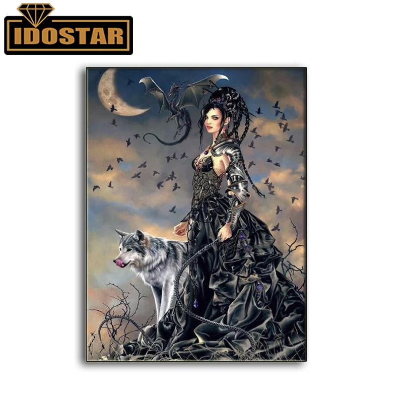 5d алмазная вышивка мозаика Ангел девушка и волк живопись своими руками полная