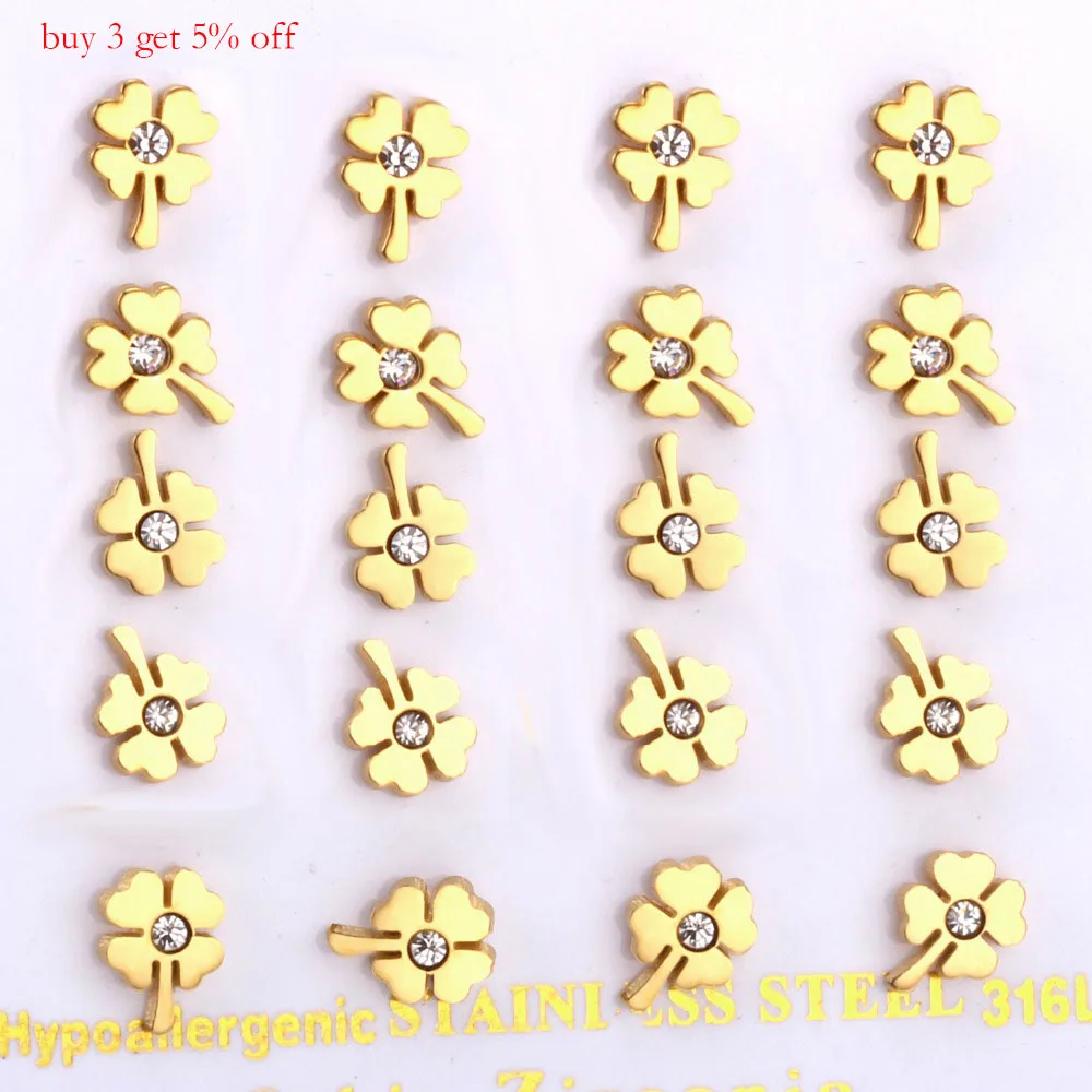 LUXUKISSKIDS 10 парт/лот серьги гвоздики в форме сердца и листьев из нержавеющей стали