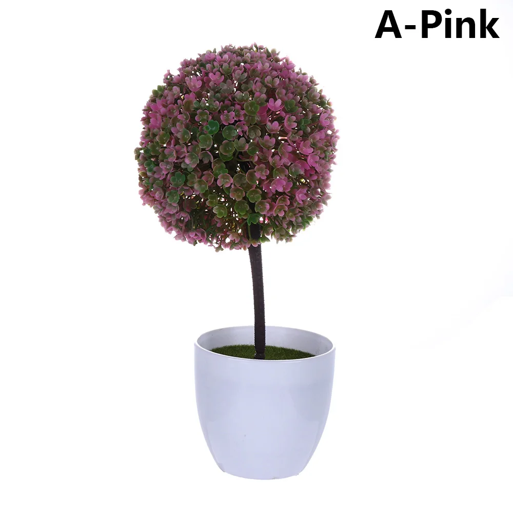 A-Pink 1 комплект искусственный пластиковый бонсай заменитель пены в горшке реалистичные растения Настольный орнамент топиарная сосновая дерево украшение для дома ремесла - Цвет: A-Pink