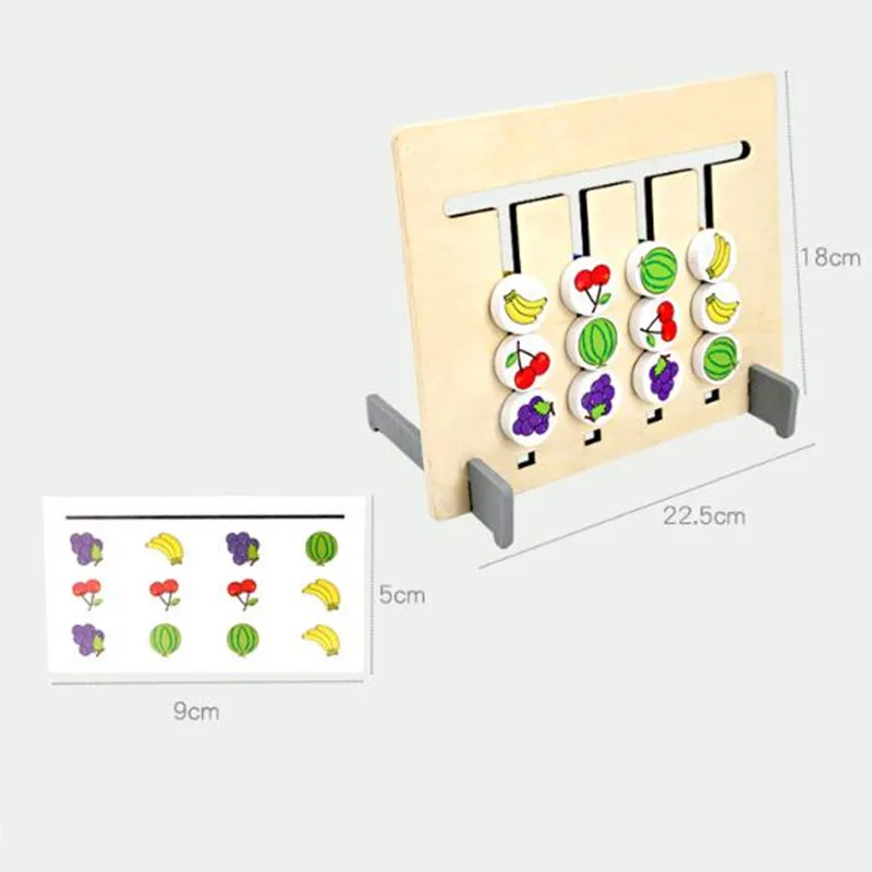 Фруктовая игрушка деревянная детская логическая развивающая четыре цвета
