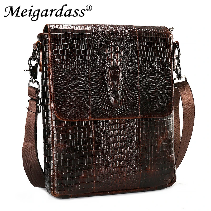 

Сумка-мессенджер мужская из натуральной кожи с крокодиловым узором