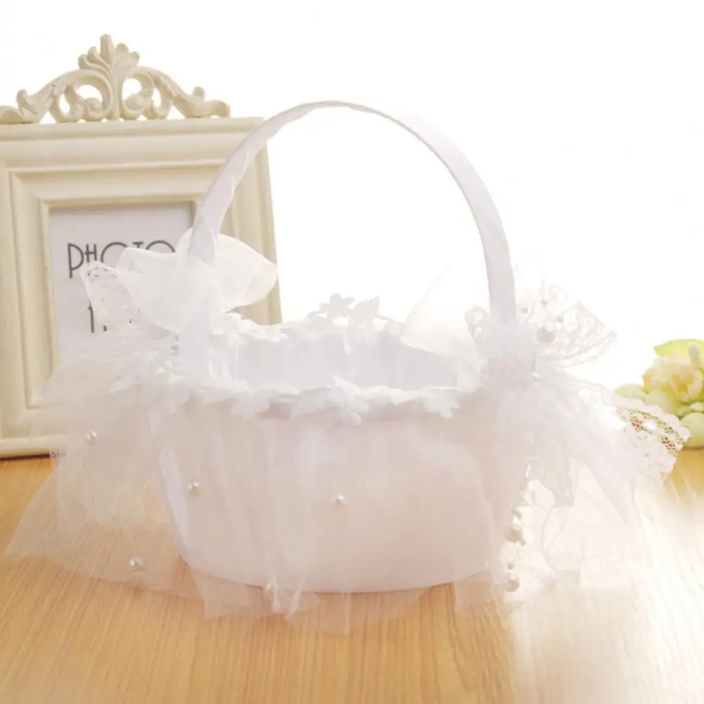

White Color Excellent Wedding Flower Girl Basket Lightweight Storage Basket Attractive for Home