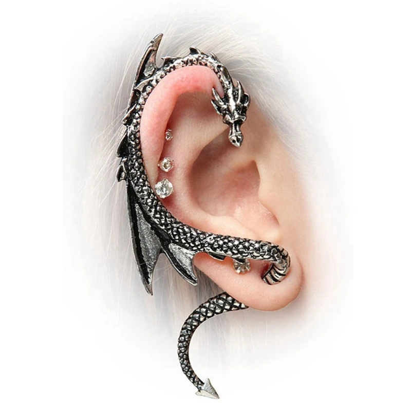 1 Piece Personality Gothic Punk Rock Vintage Dragon Ear Cuff Earrings For Women Men Earcuff
