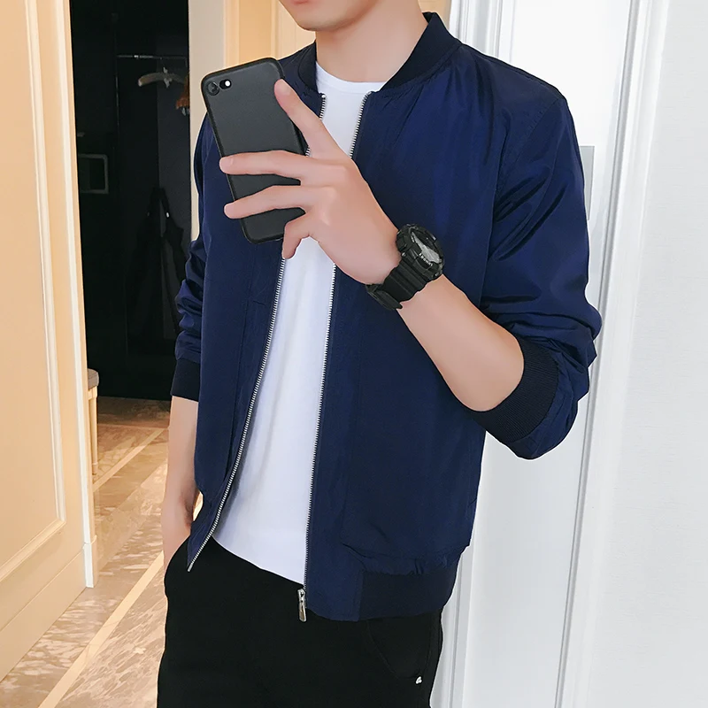 

2019 Fashion Spring Men's Jackets Solid Coats Male Casual Stand Collar Jacket Outerdoor Overcoat