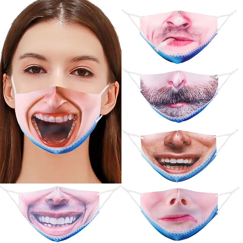 

Halloween Masks Funny Simulation Facial Expression Mask Adult Dustproof Reusable Cotton Women Men Spoof Mask