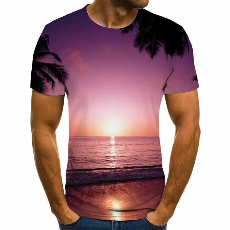 

2020 New Men 3d T -Shirt Casual Short Sleeve O -Neck Fashion Nature Printed T Shirt Men Tees XXS-6XL