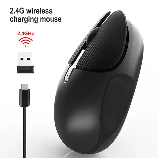 

HXSJ M106 2.4G Wireless Mouse Rechargeable Mouse Mute Button Mouse with Hide Desktop Button for PC Laptop Black