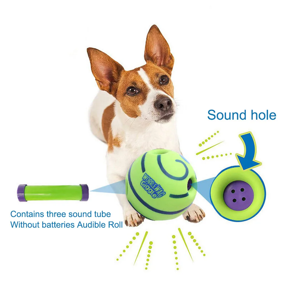 

10/14cm Dog Toy Fun Giggle Sounds Ball Pet Cat Dog Toys Silicon Jumping Interactive Toy Training Ball for Small Large Dogs