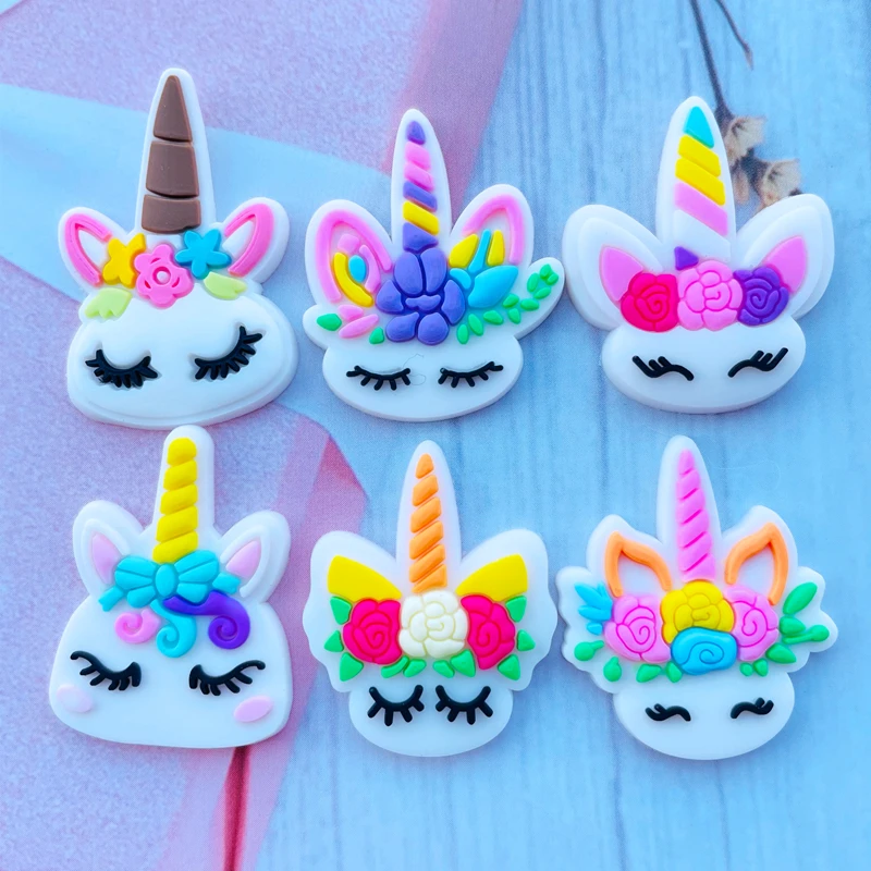 

30 New Cute Cartoon Unicorn Series Soft Rubber Flat DIY Crafts Mobile Phone Case Decoration Accessories 029