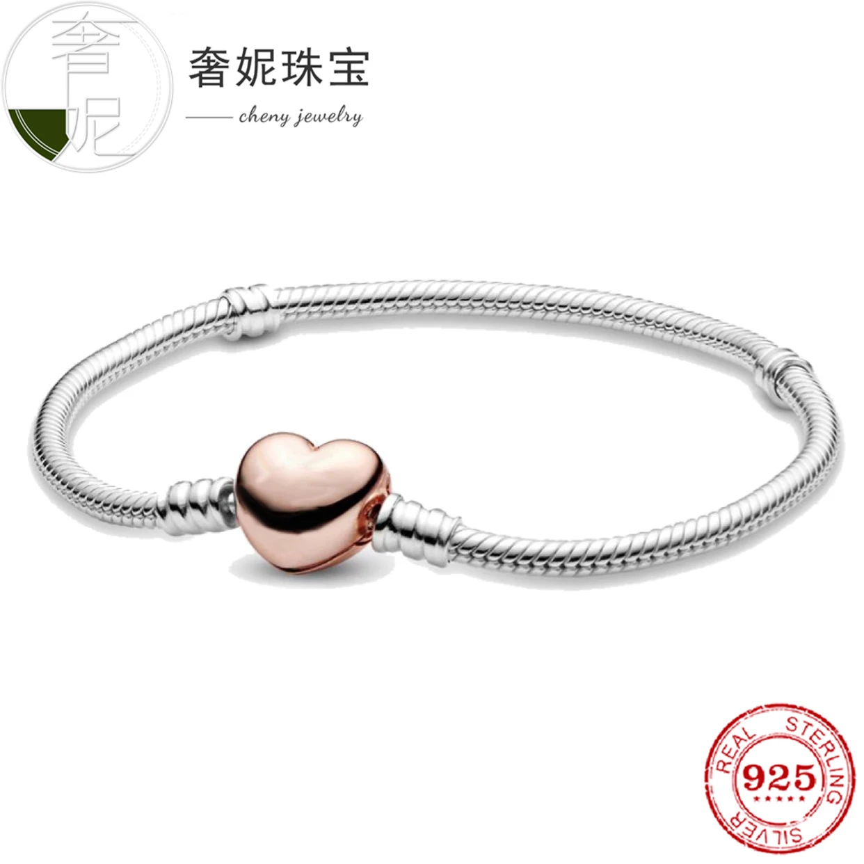 

Fit Original Pan charms bracelet beads S925 sterling silver Heart Shaped Bracelet Women's Popular Jewelry Valentine's Day Gift